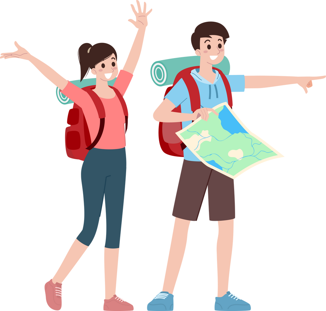 Tourist group cartoon character.